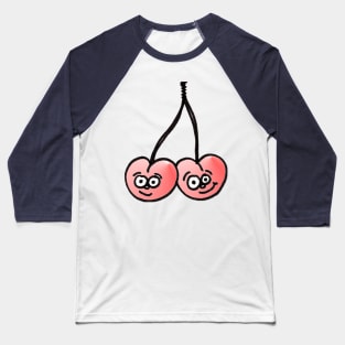 Happy, Connected Twin Cherries Baseball T-Shirt